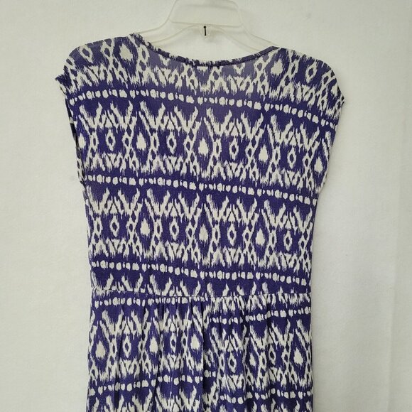 Loveappella Dress Womens L Blue Rayon Geometric Print Maxi Dress Style W6226-G45 - Picture 4 of 11